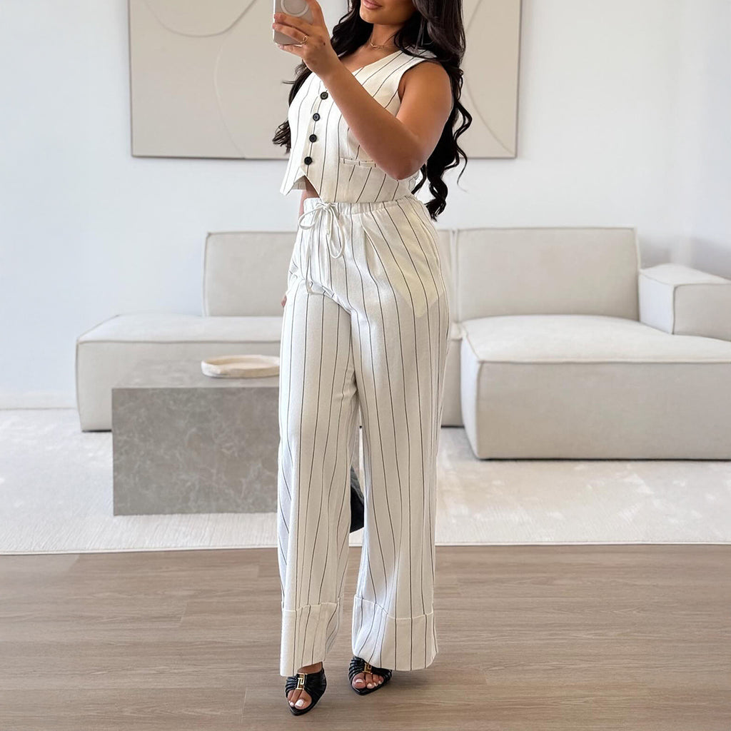 Conjunto blanco con rayas/minimalista para mujer